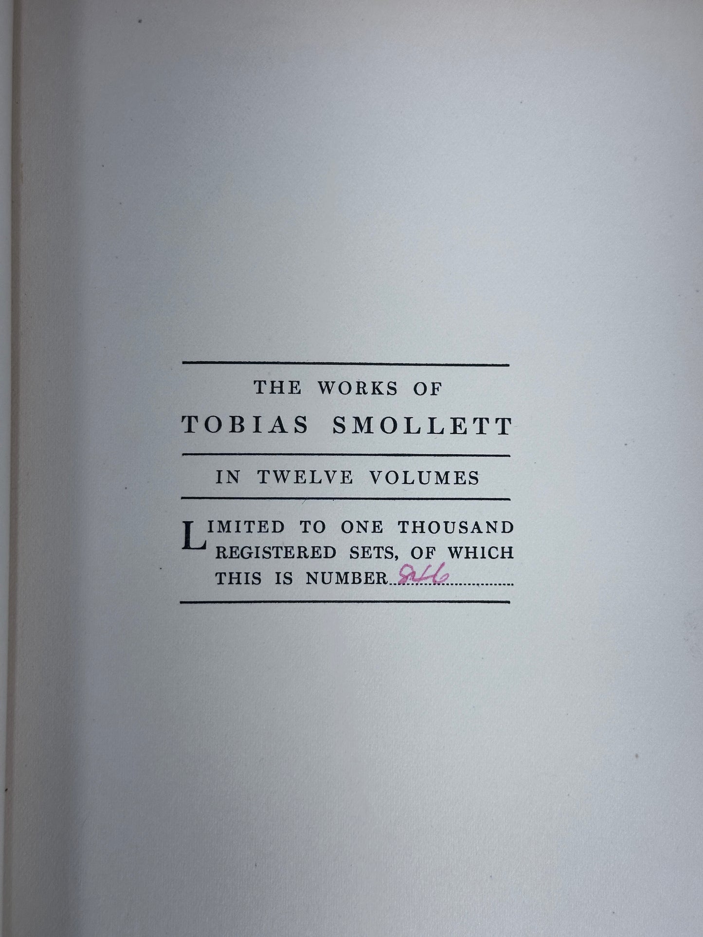 The Works of Tobias Smollett [Complete 12 Volume Set ·#846/100 · 1905]