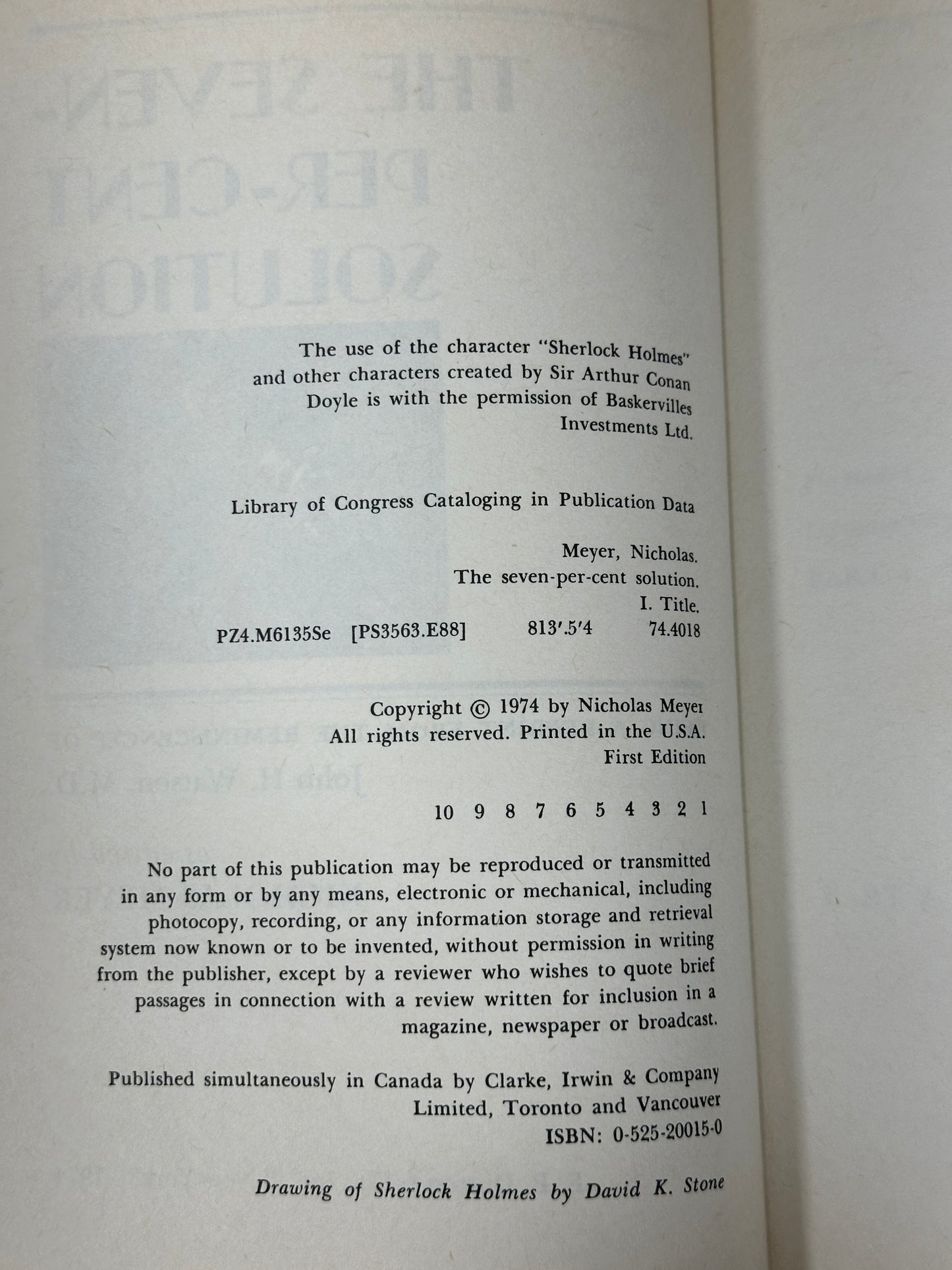 The Seven-Per-Cent Solution, John H. Watson Edited By Nicholas Meyer [1st Ed · 1st Print · 1974]