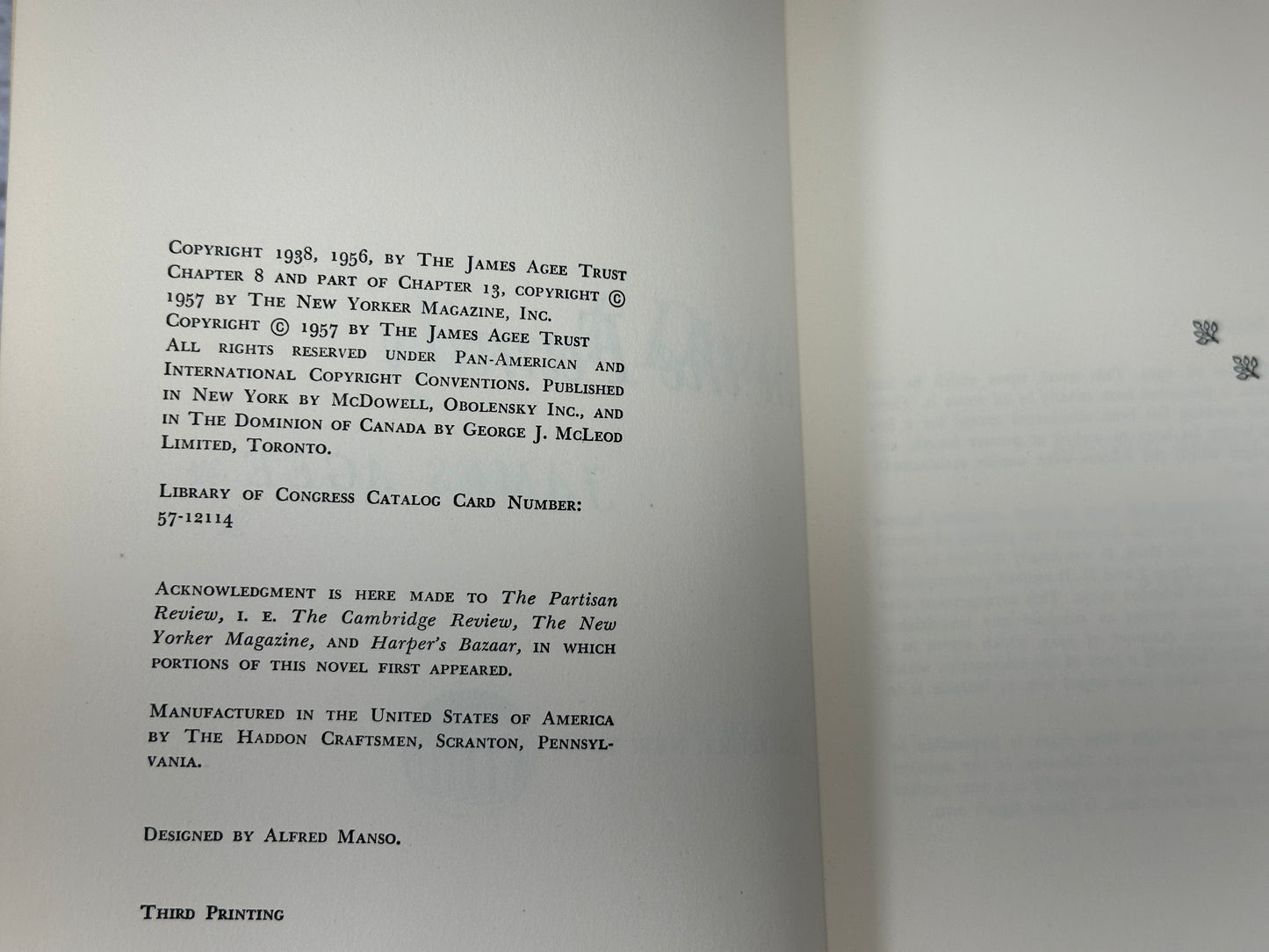 A Death in the Family By James Agee [1957 · 3rd Printing]