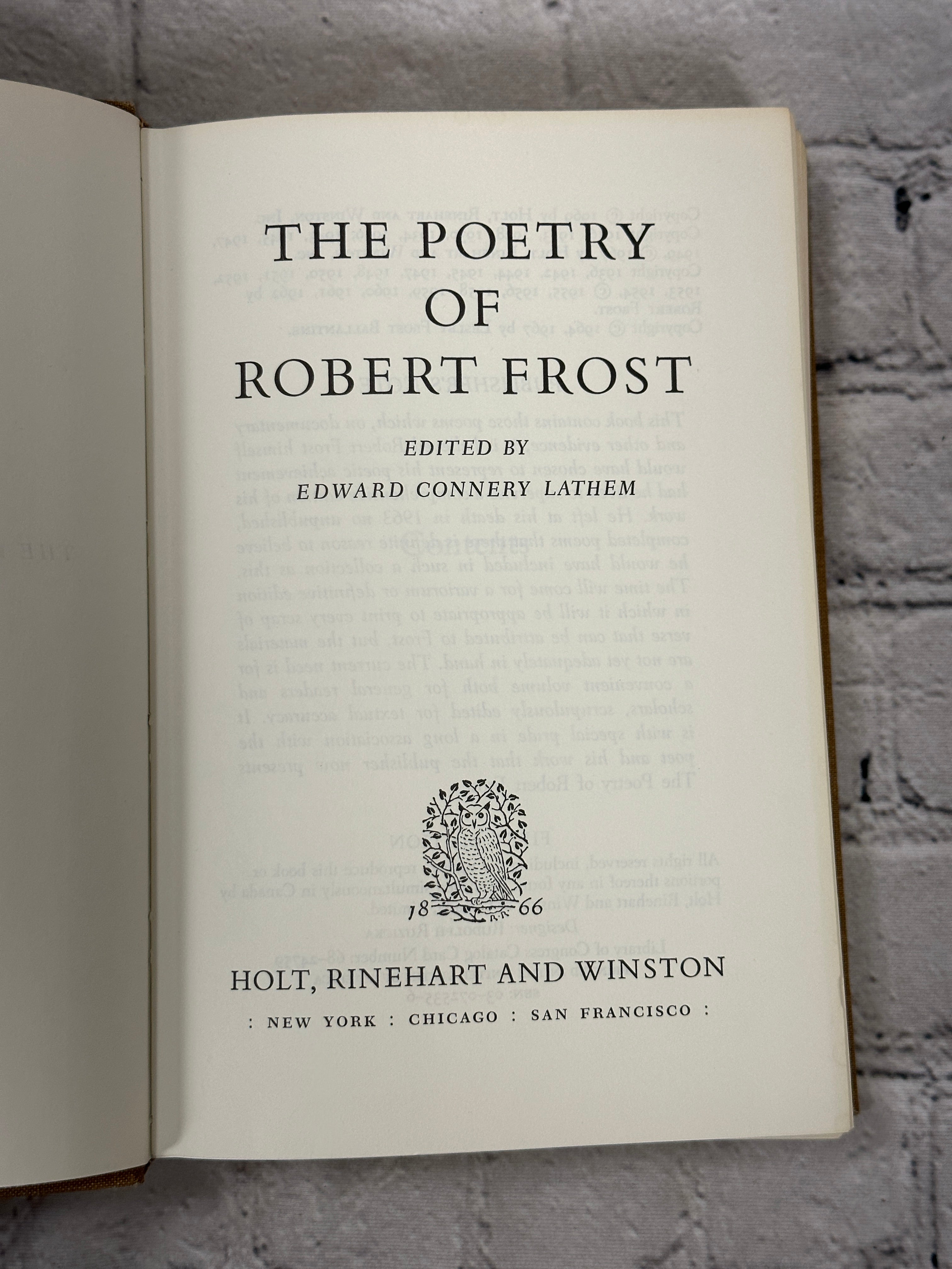 The Poetry Of Robert Frost by Edward Lathem [1969 · First Edition