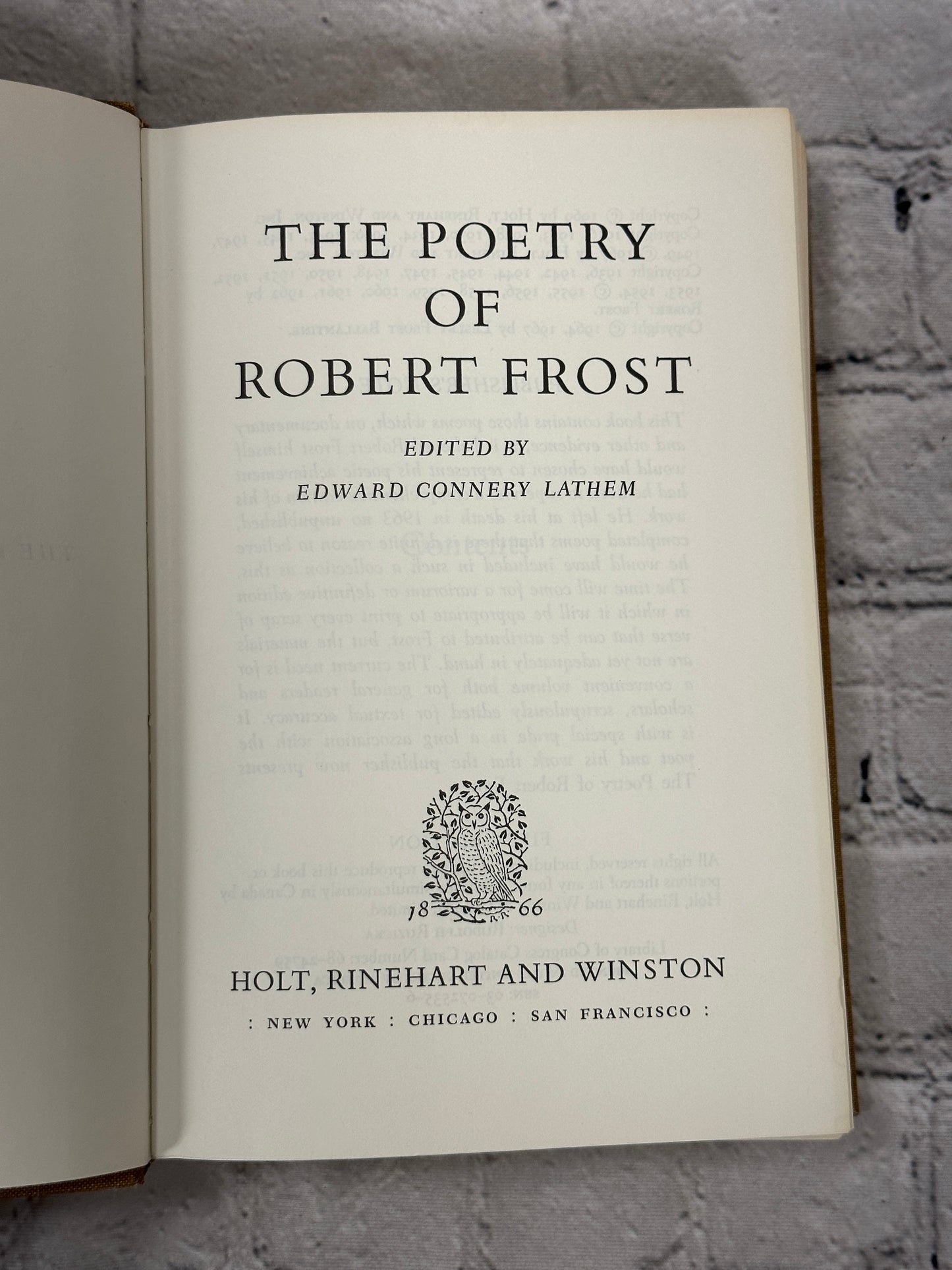 The Poetry Of Robert Frost by Edward Lathem [1969 · First Edition]