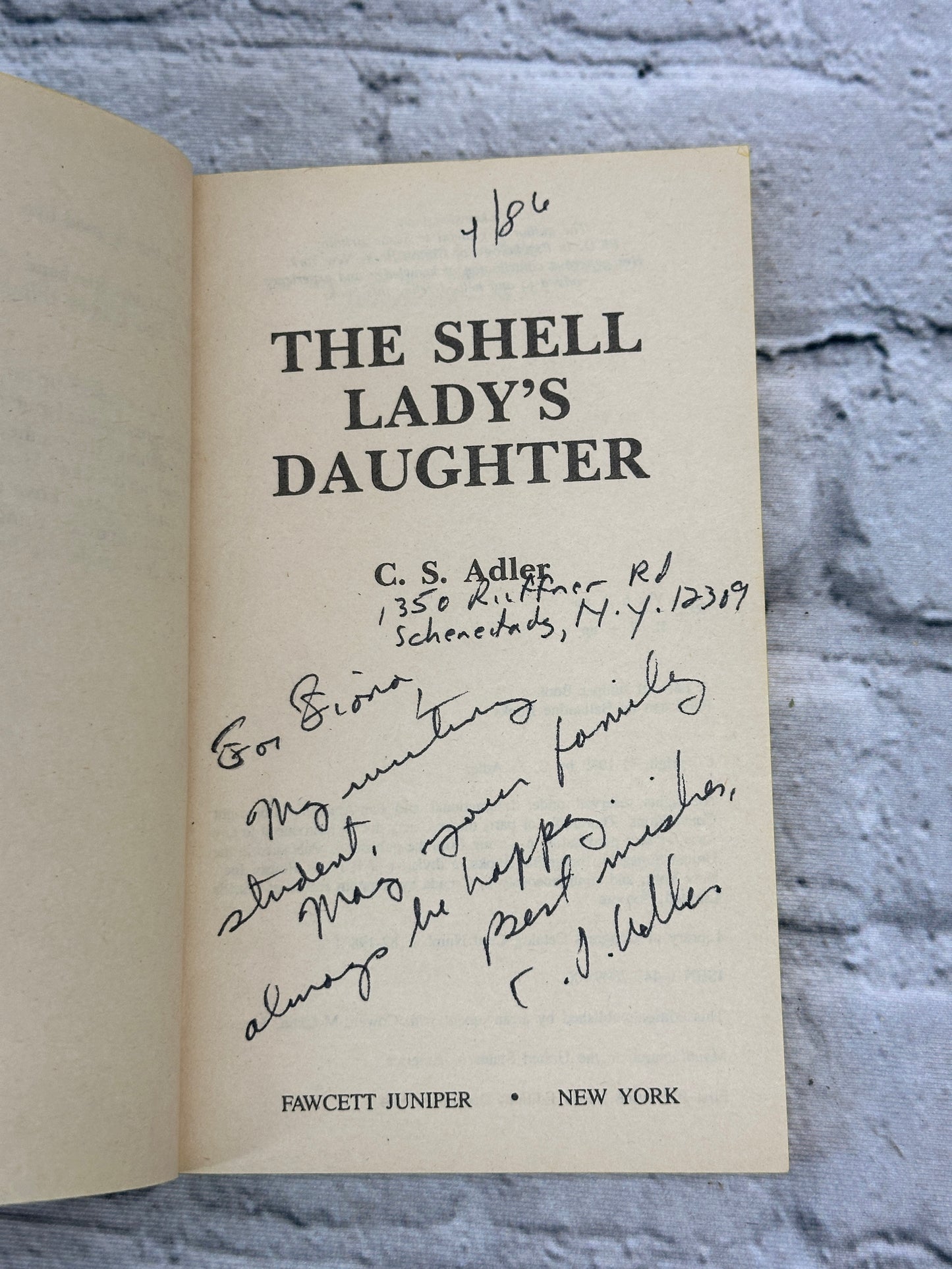 The Shell Lady's Daughter by C. S. Adler [1984 · Signed]