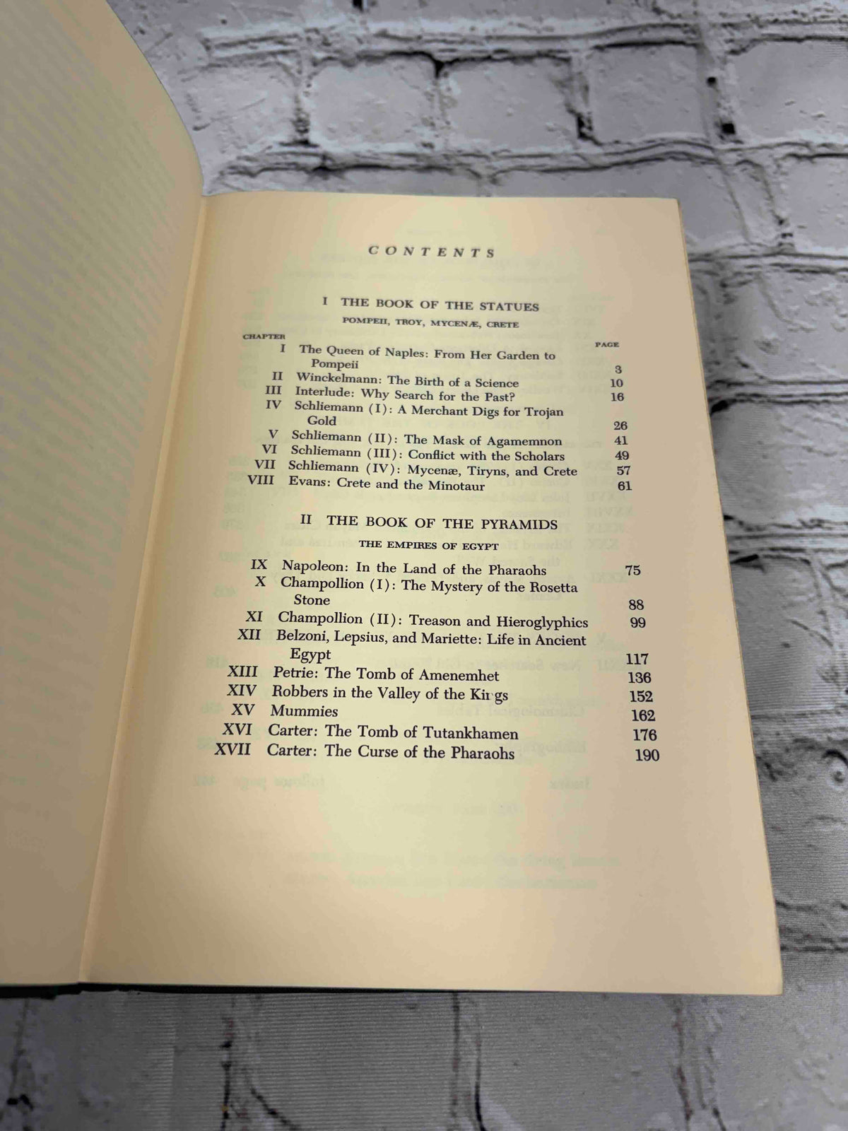Gods, Graves, and Scholars by C. W. Ceram, 1967 Knopf hardcover - contents