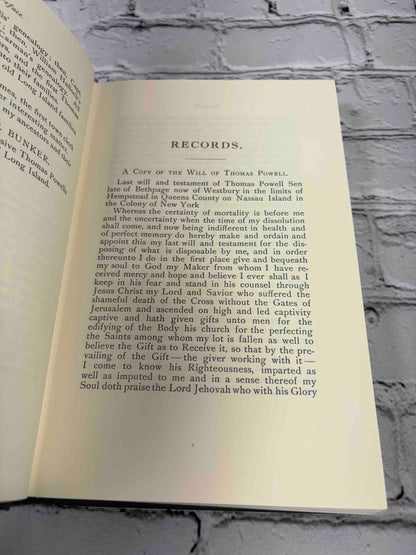 Long Island Genealogies by Mary Powell Bunker, 1976 hardcover reprint - records page