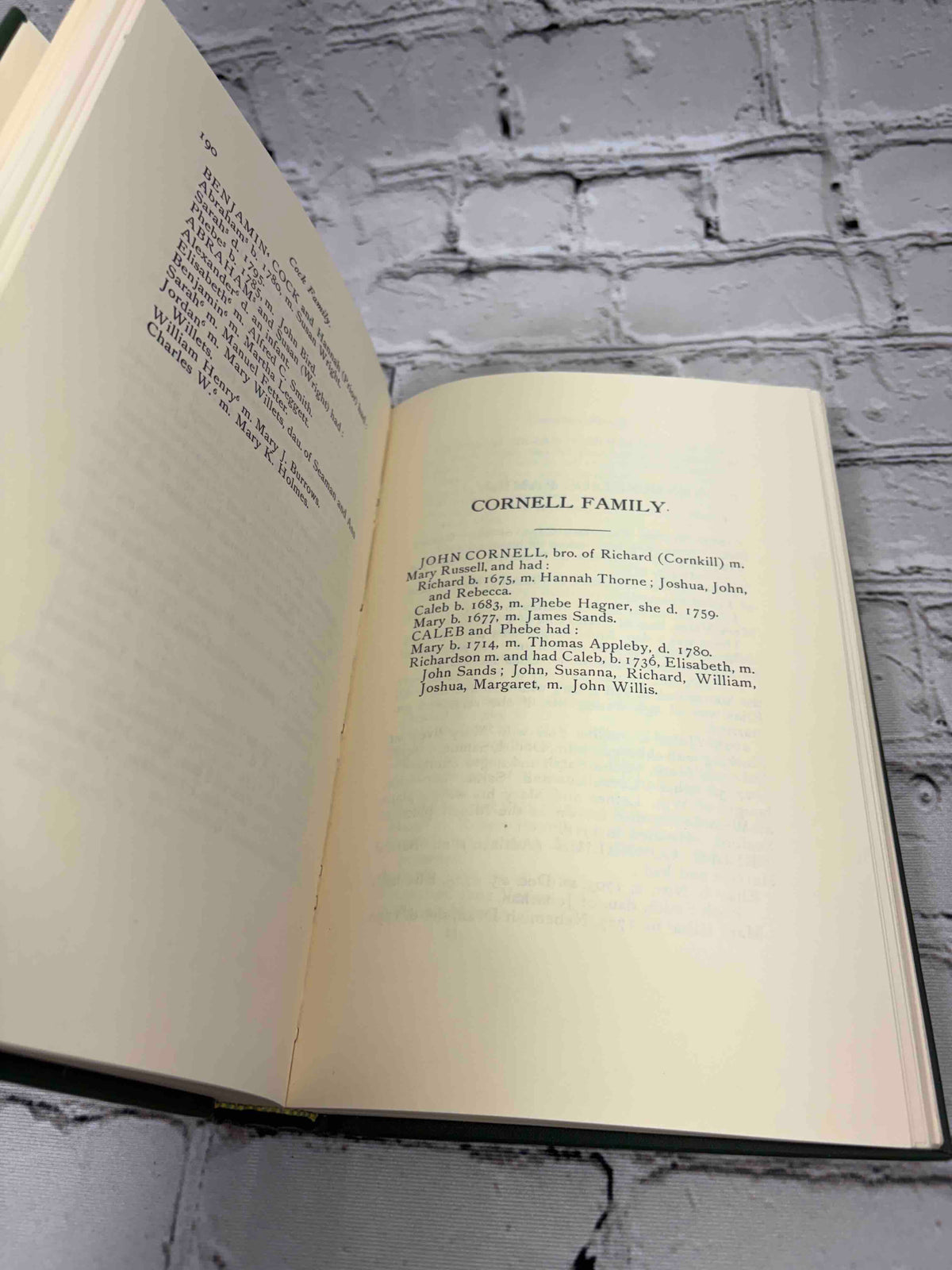 Long Island Genealogies by Mary Powell Bunker, 1976 hardcover reprint - Cornell family page