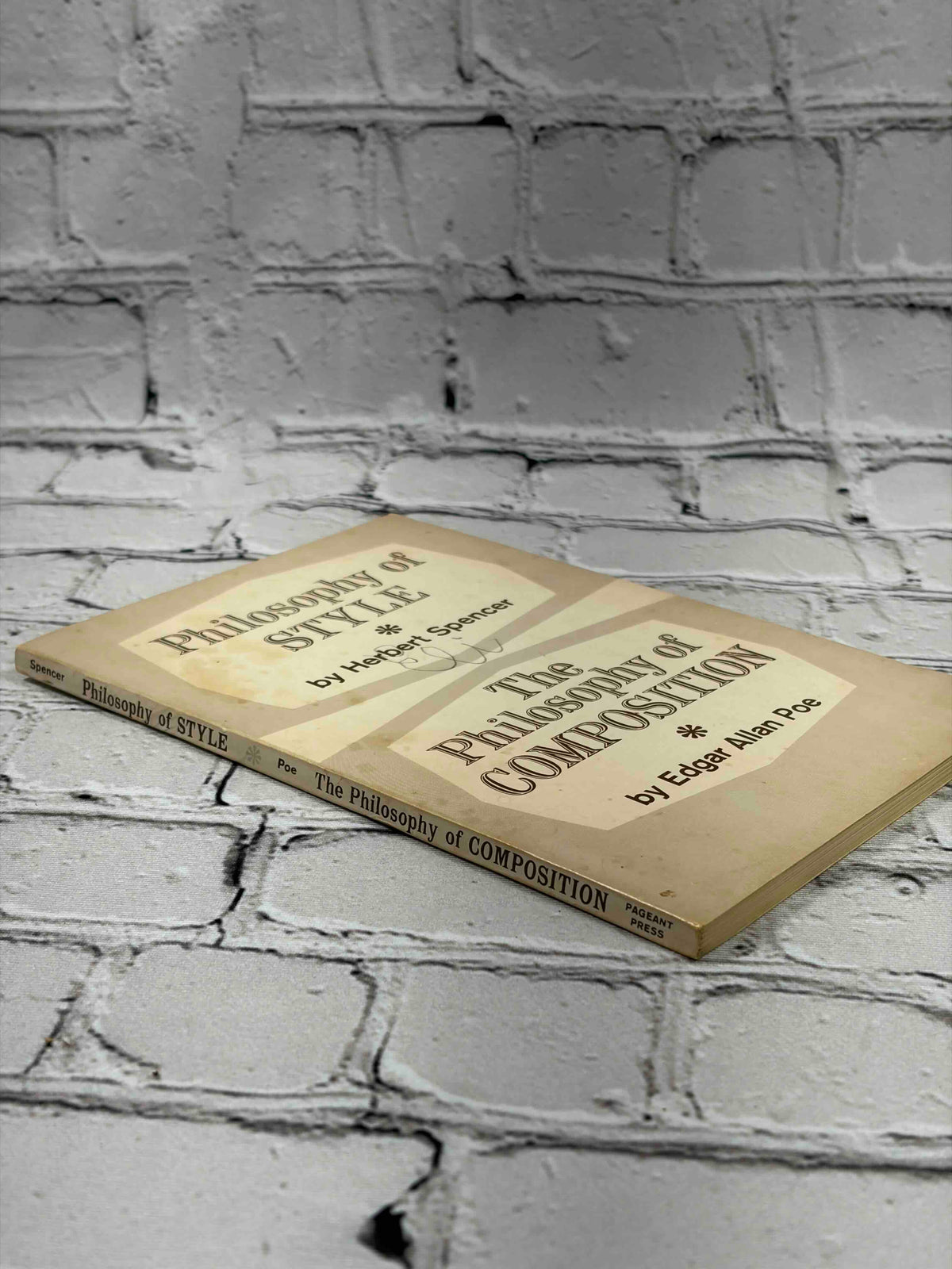 Philosophy of Style and The Philosophy of Composition, Spencer and Poe, 1959 Pageant Press paperback - cover and spine
