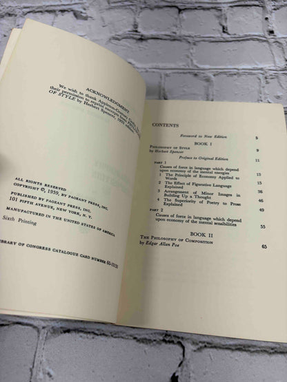 Philosophy of Style and The Philosophy of Composition, Spencer and Poe, 1959 Pageant Press paperback - copyright and contents