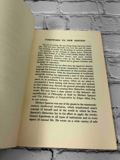 Philosophy of Style and The Philosophy of Composition, Spencer and Poe, 1959 Pageant Press paperback - foreword