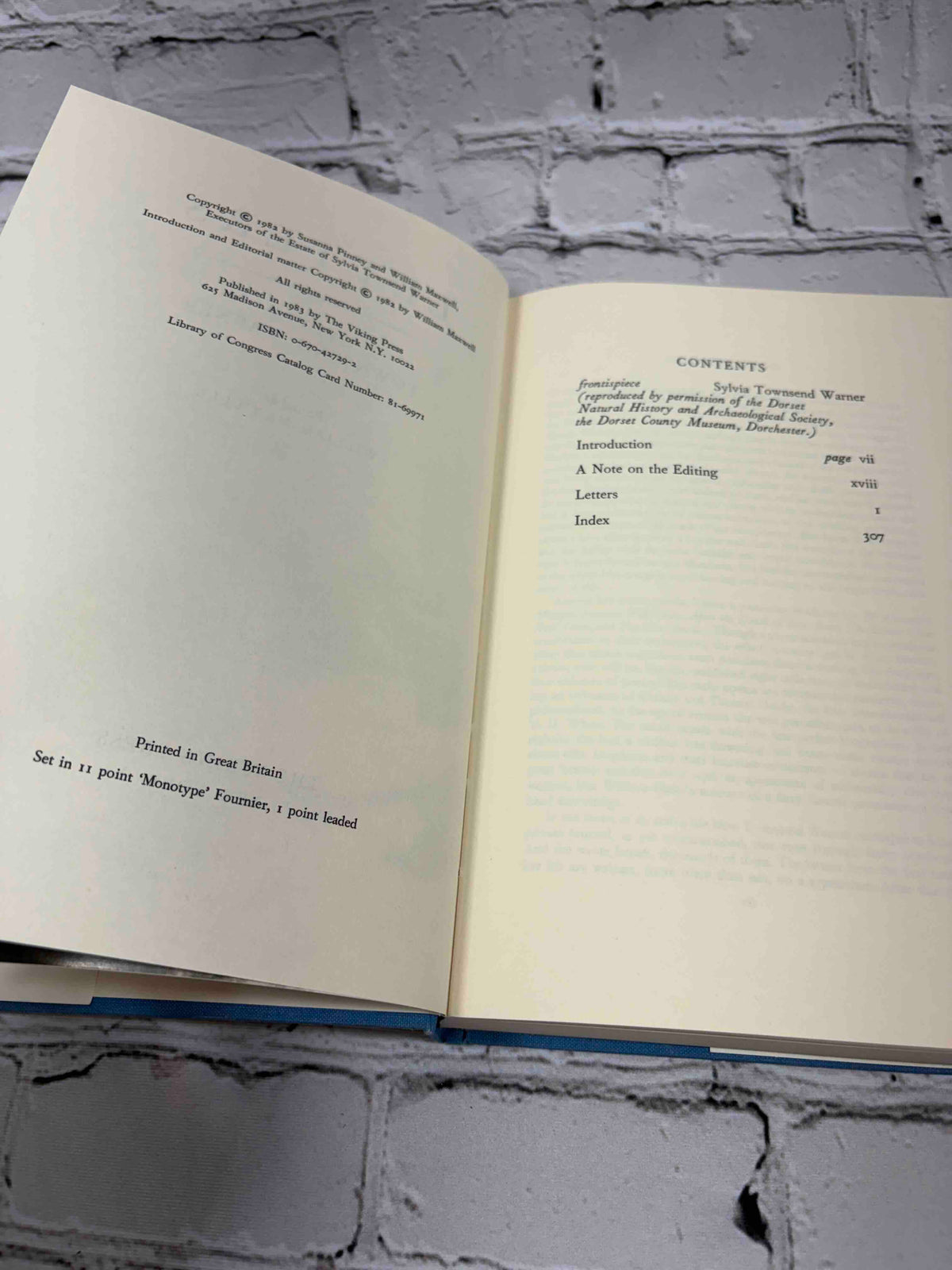 Sylvia Townsend Warner Letters, edited by William Maxwell, 1983 Viking hardcover - copyright and contents