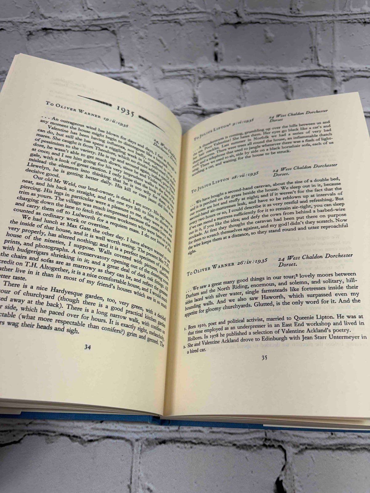 Sylvia Townsend Warner Letters, edited by William Maxwell, 1983 Viking hardcover - sample letter pages