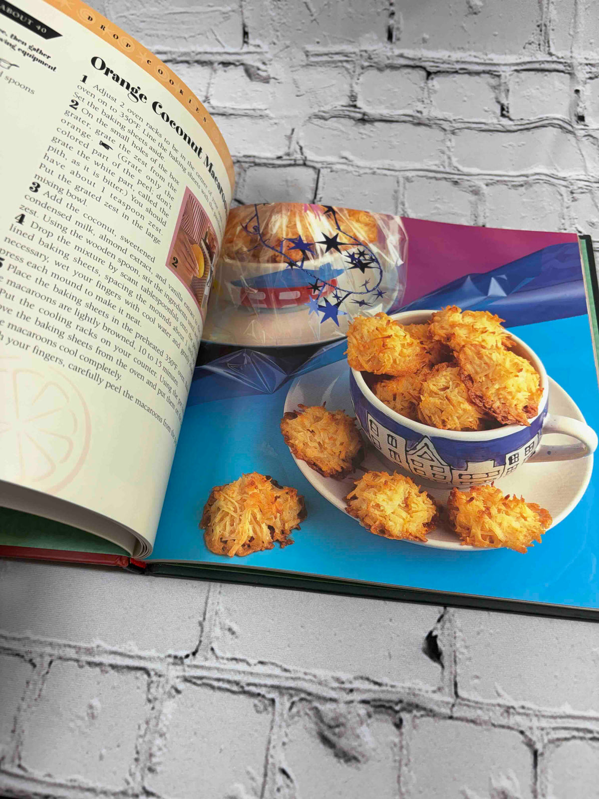 Kids Cookies, Williams-Sonoma Kitchen Library, 1998 Time-Life hardcover - Orange Coconut recipe pages