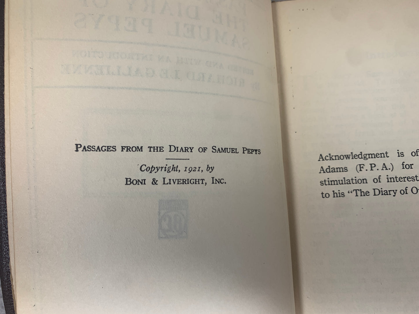 Samuel Pepys' Diary by Samuel Pepy [1921 · Modern Library]