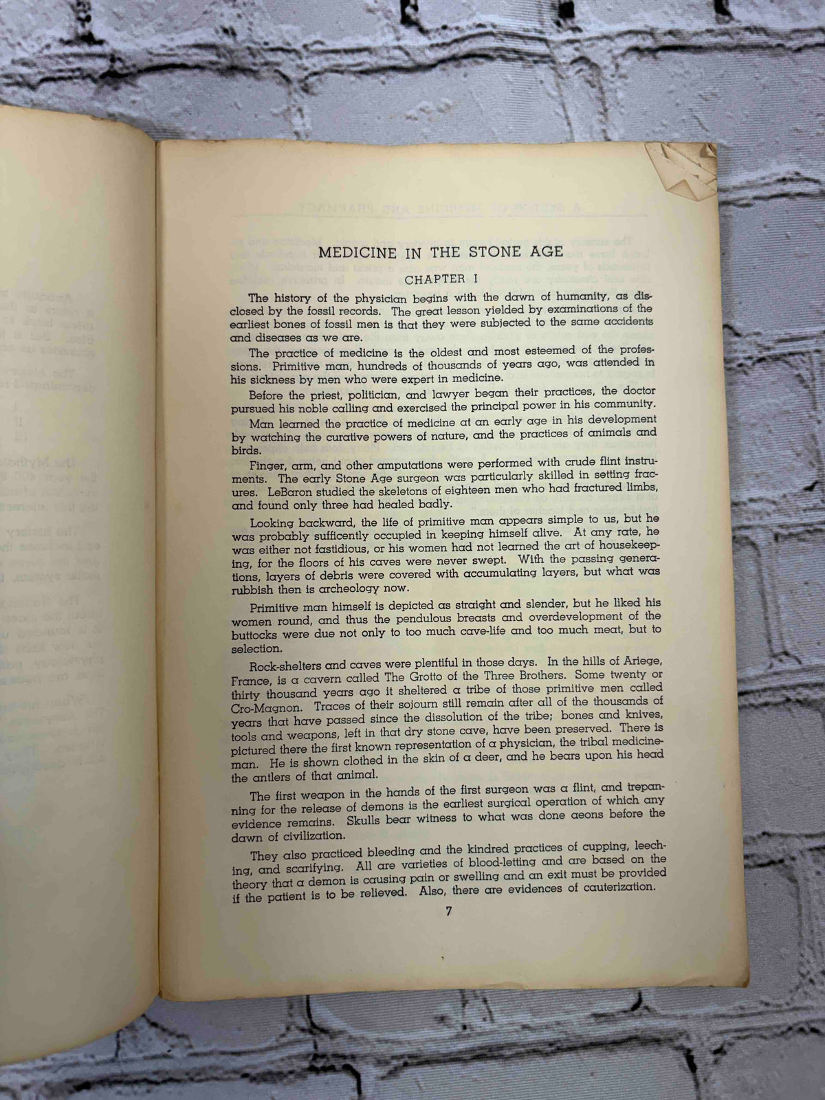 A Sketch of Medicine and Pharmacy by S. E. Massengill, M.D., stapled softcover - Chapter I Medicine in the Stone Age