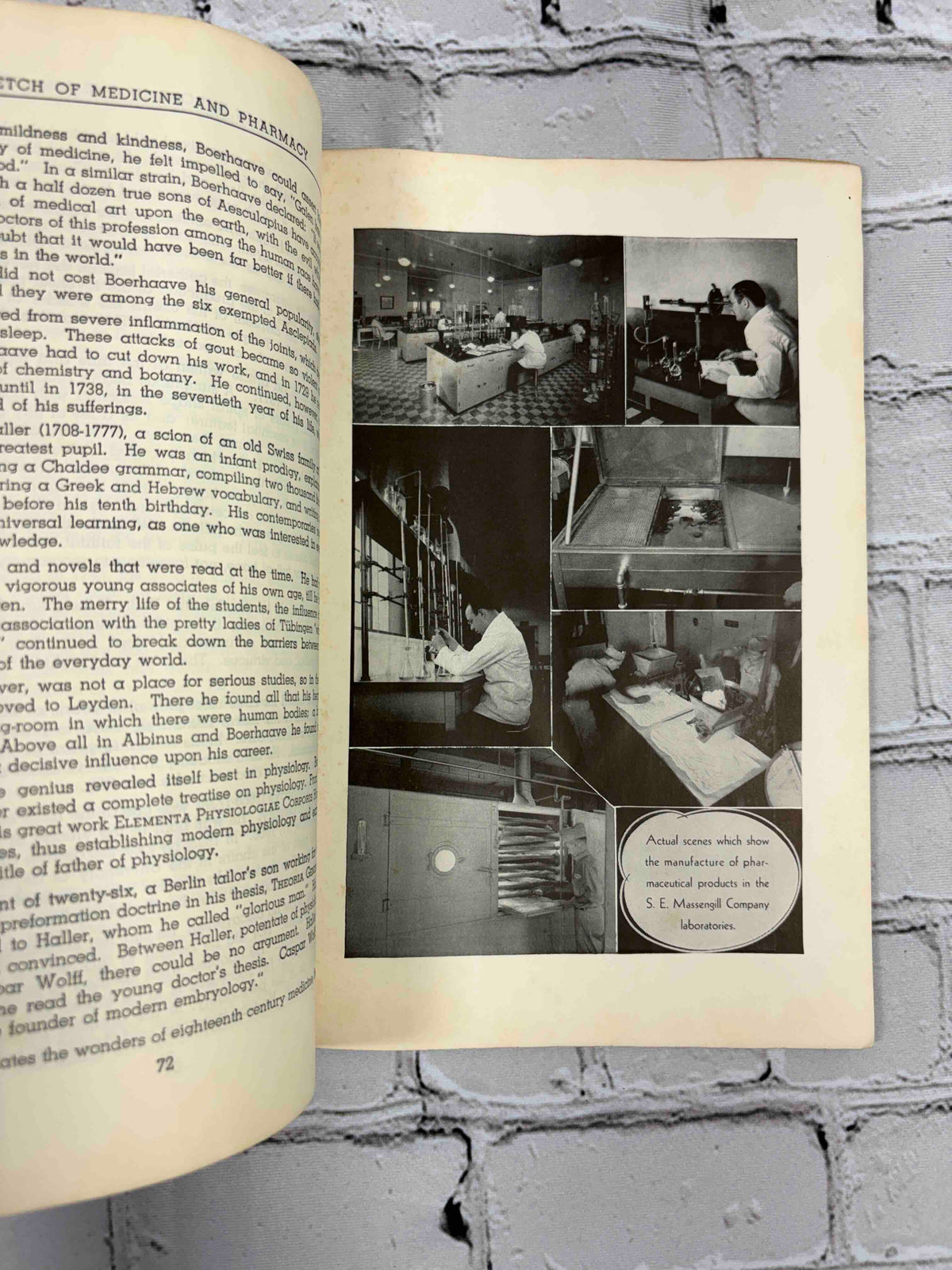 A Sketch of Medicine and Pharmacy by S. E. Massengill, M.D., stapled softcover - photographs of the Massengill Company laboratories