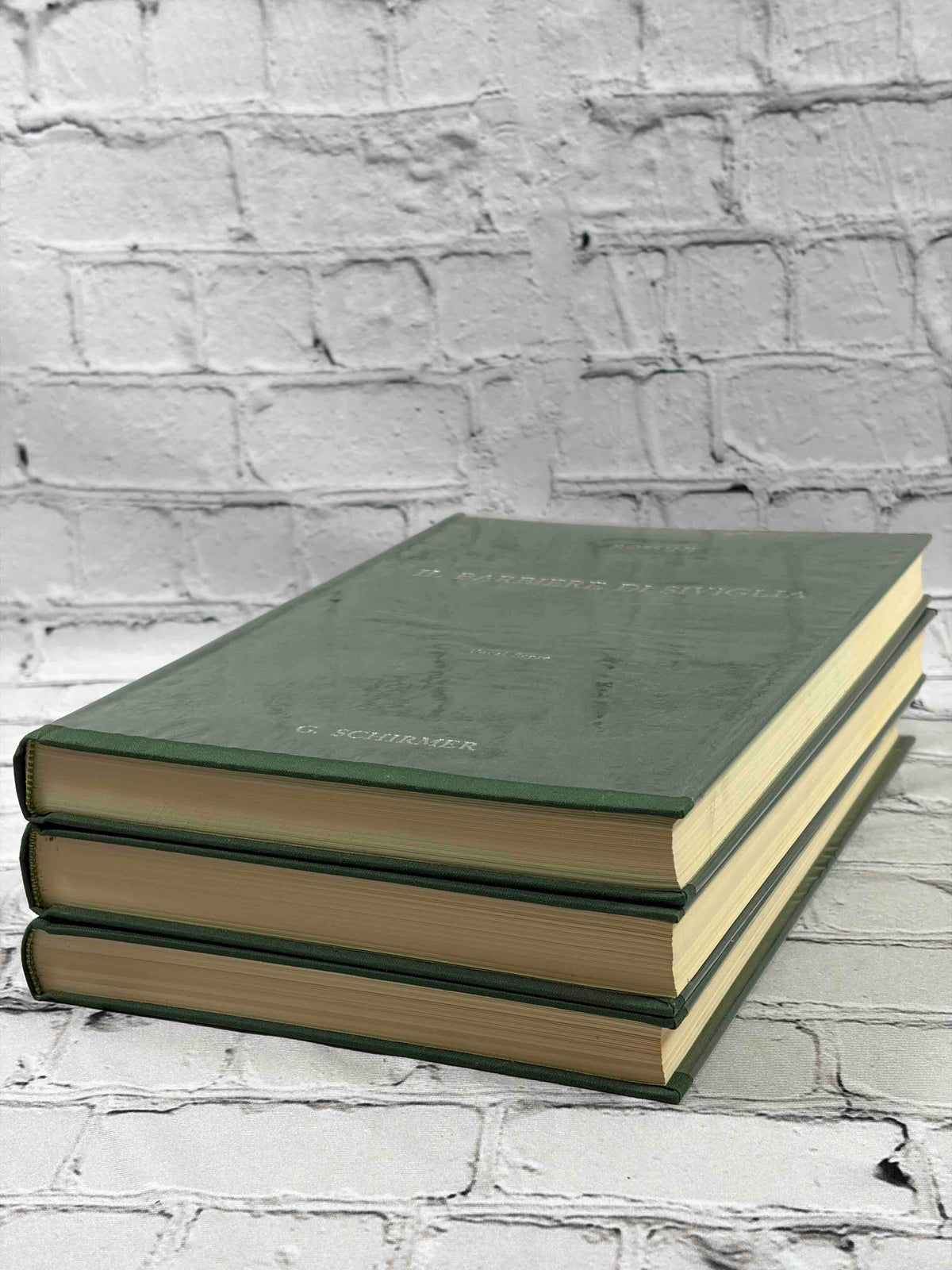 G. Schirmer Opera Vocal Scores Set of 3 by Rossini, Bizet and Offenbach, 1958-1962 hardcover - stacked page edges
