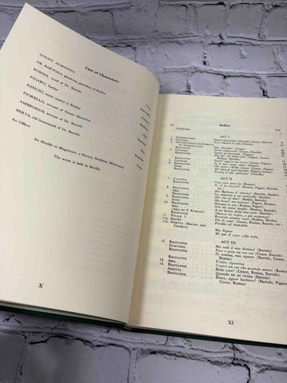G. Schirmer Opera Vocal Scores Set of 3 by Rossini, Bizet and Offenbach, 1958-1962 hardcover - Il Barbiere di Siviglia cast of characters and index