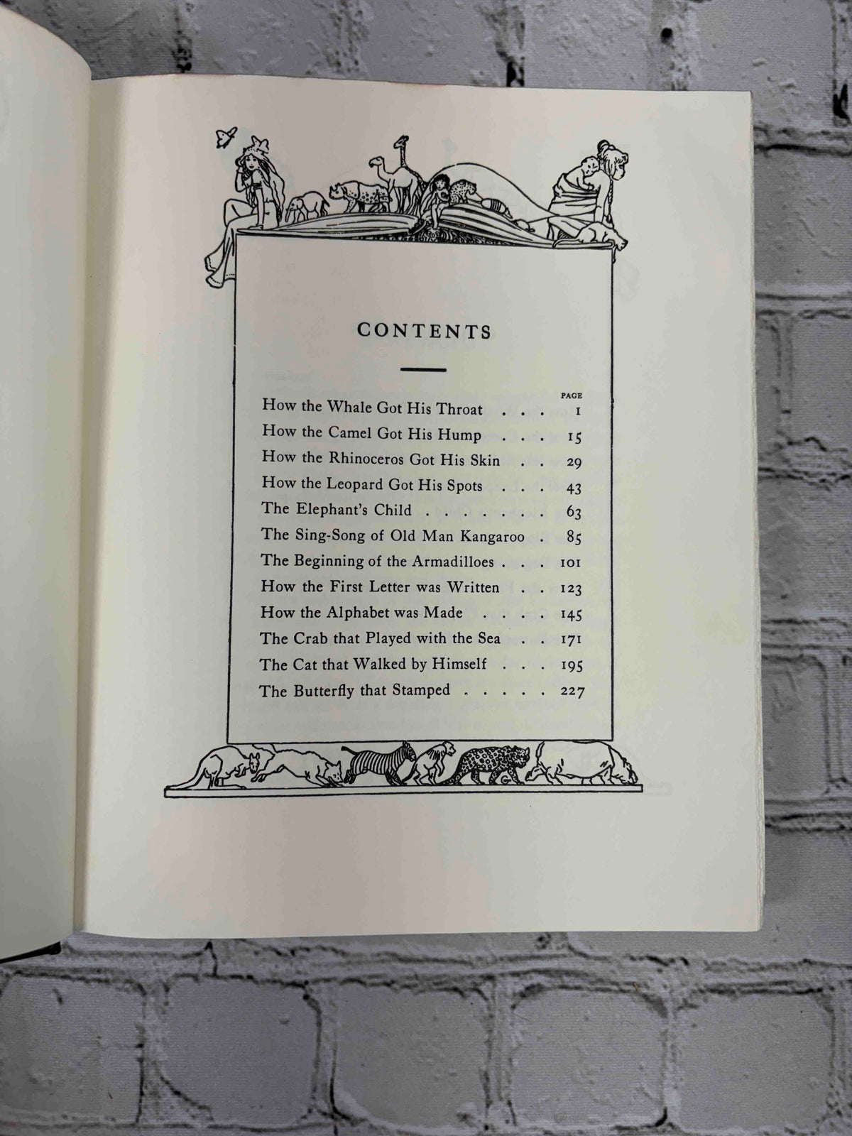 Just So Stories by Rudyard Kipling, 1987 Children's Classics hardcover - contents page
