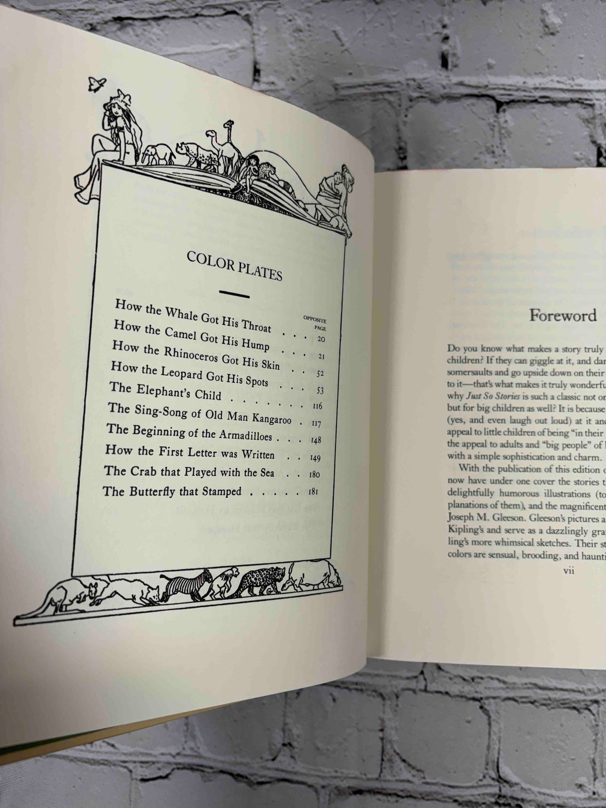 Just So Stories by Rudyard Kipling, 1987 Children's Classics hardcover - list of color plates and foreword
