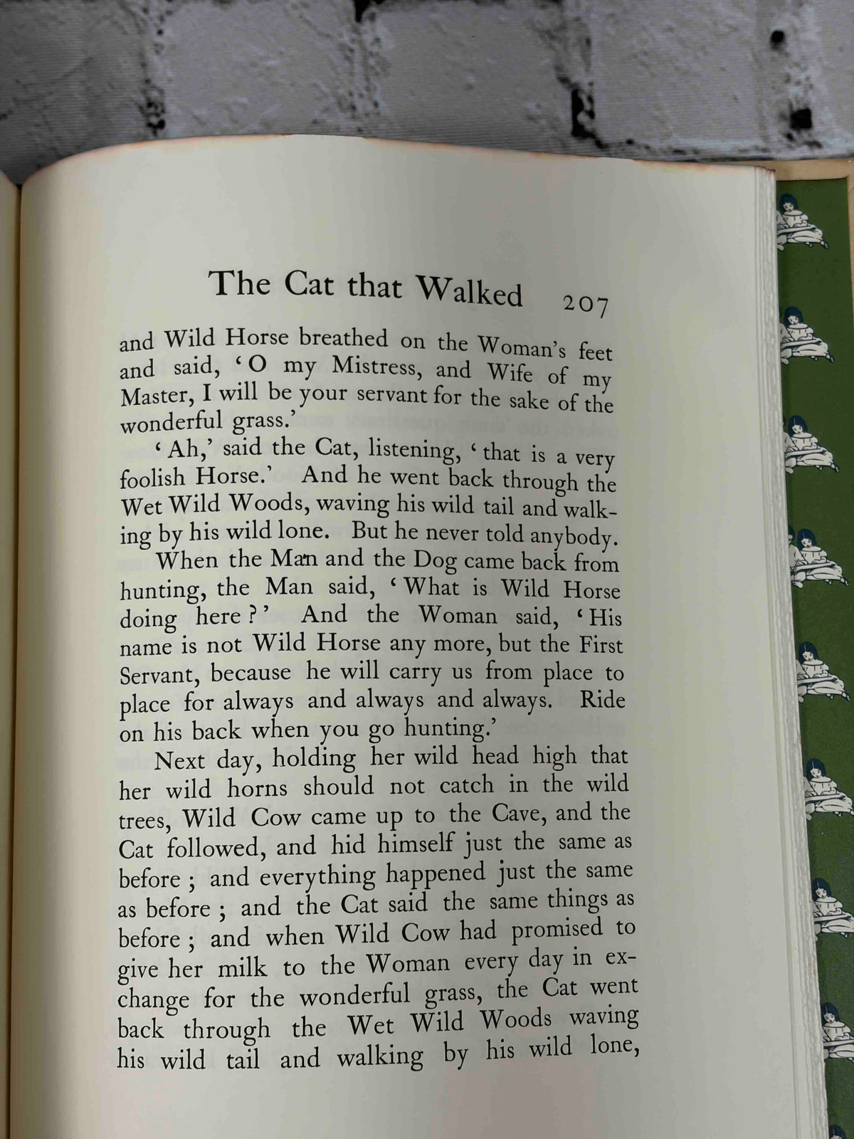 Just So Stories by Rudyard Kipling, 1987 Children's Classics hardcover - text page from The Cat that Walked by Himself