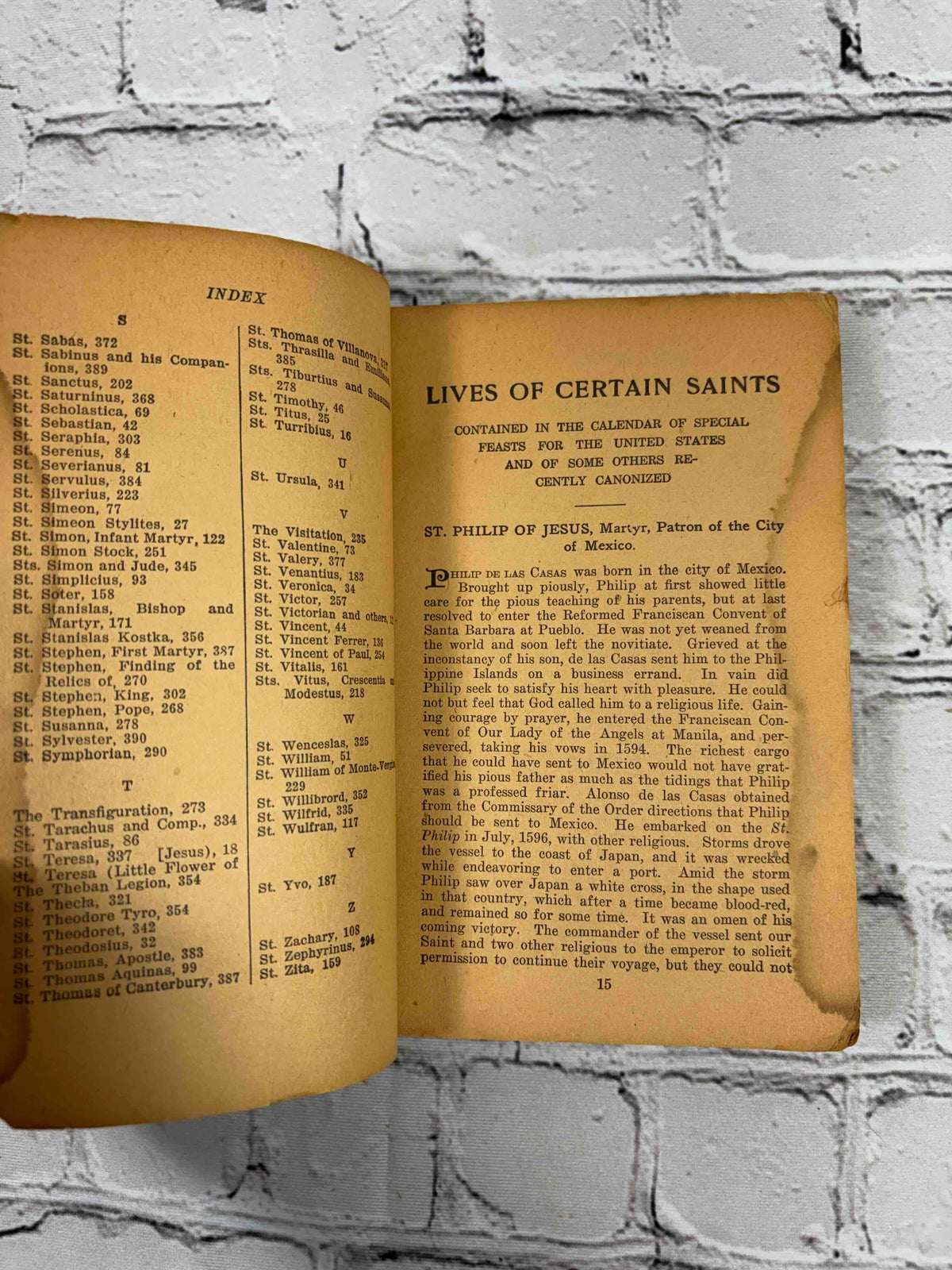 Lives of the Saints by Alban Butler, c. 1925 Benziger Brothers paperback - index and Lives of Certain Saints