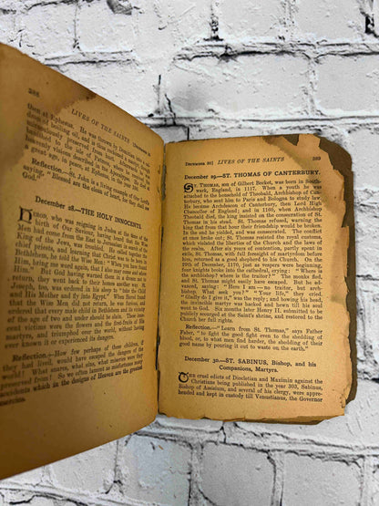 Lives of the Saints by Alban Butler, c. 1925 Benziger Brothers paperback - text pages for December 28 and 29