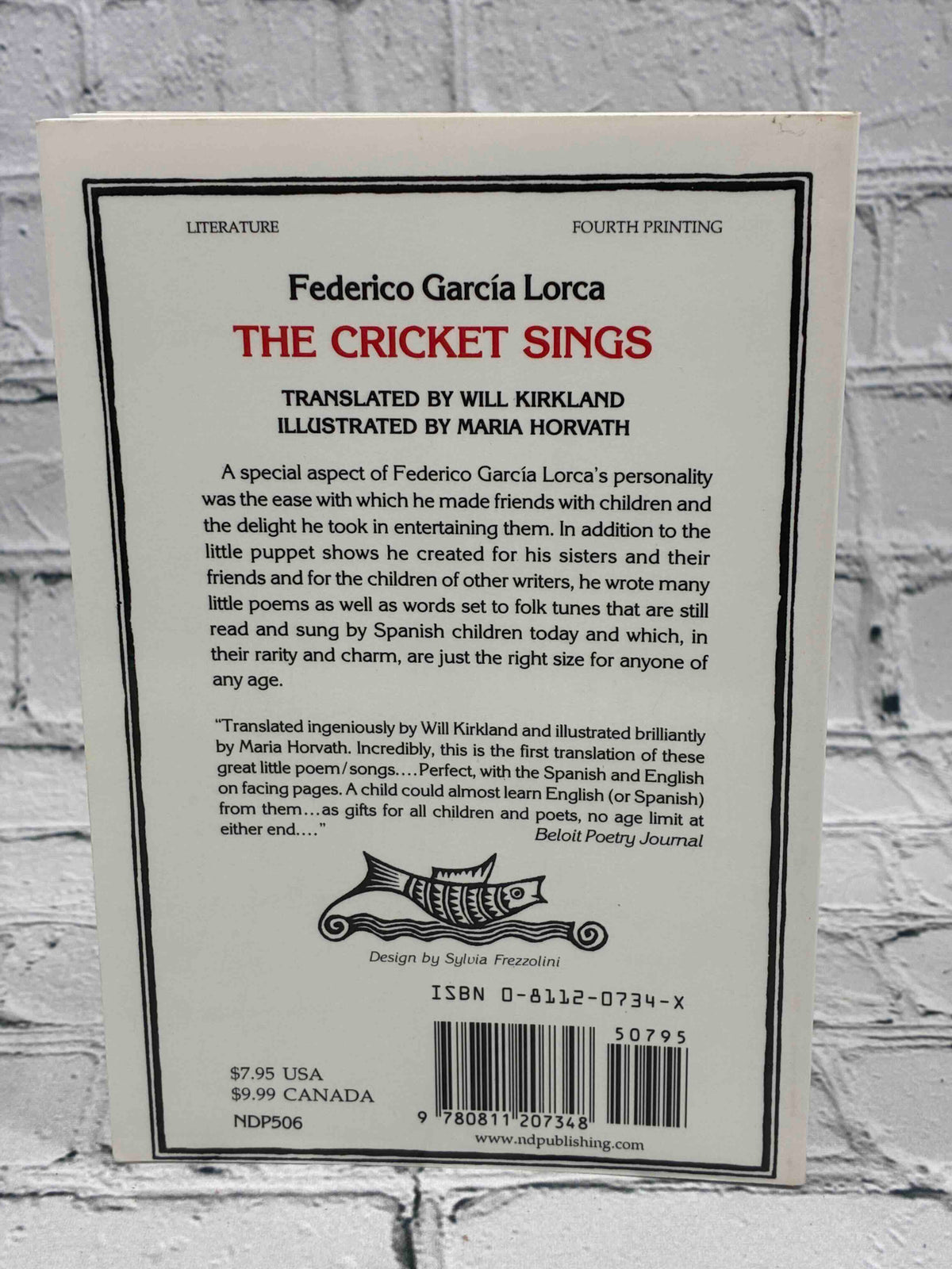 The Cricket Sings by Federico Garcia Lorca, New Directions Paperback - back cover