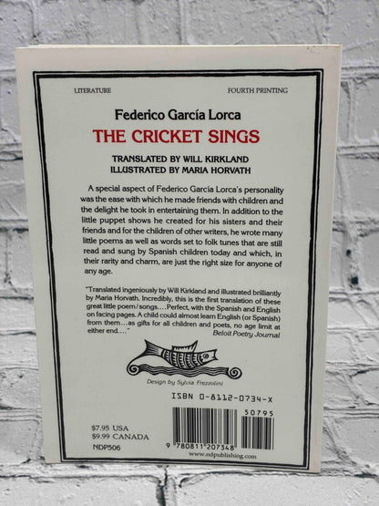 The Cricket Sings by Federico Garcia Lorca, New Directions Paperback - back cover