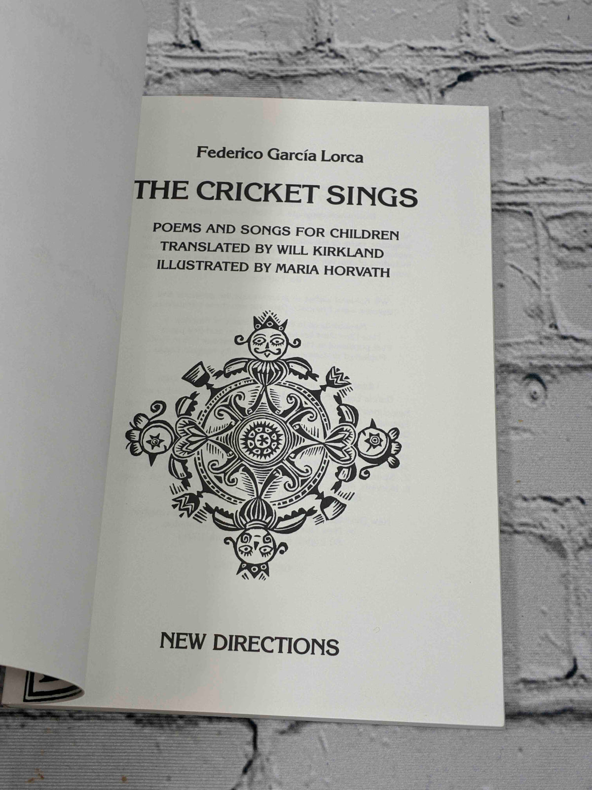 The Cricket Sings by Federico Garcia Lorca, New Directions Paperback - title page