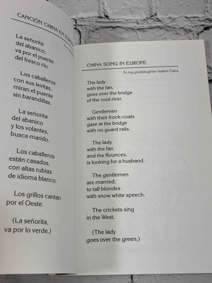 The Cricket Sings by Federico Garcia Lorca, New Directions Paperback - sample page, China Song in Europe in Spanish and English