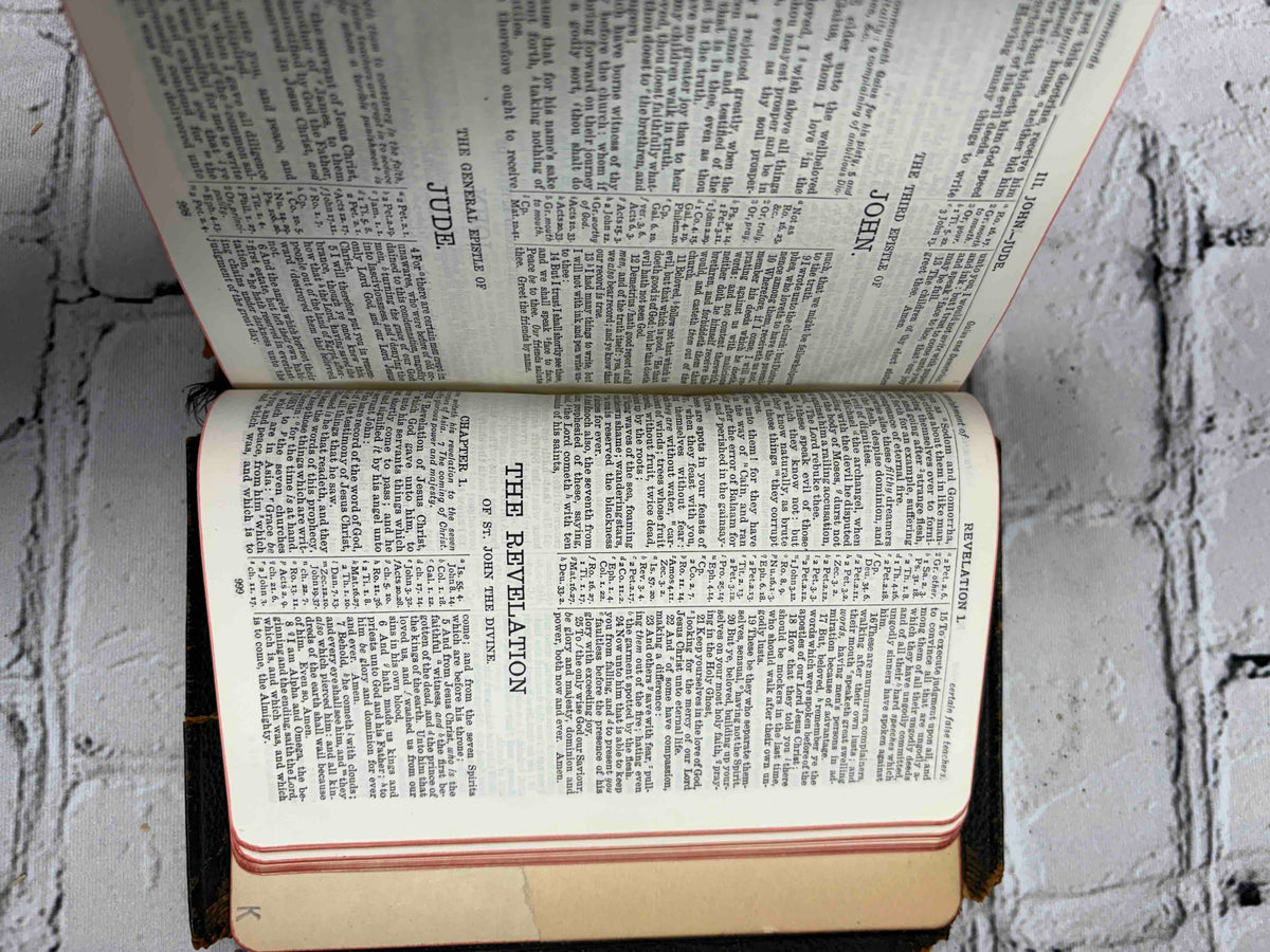 Holy Bible, Oxford University Press leather - pages at Third John, Jude and Revelation