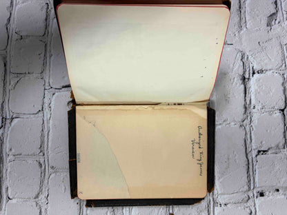 Holy Bible, Oxford University Press leather - handwritten note and stain on the rear free endpaper
