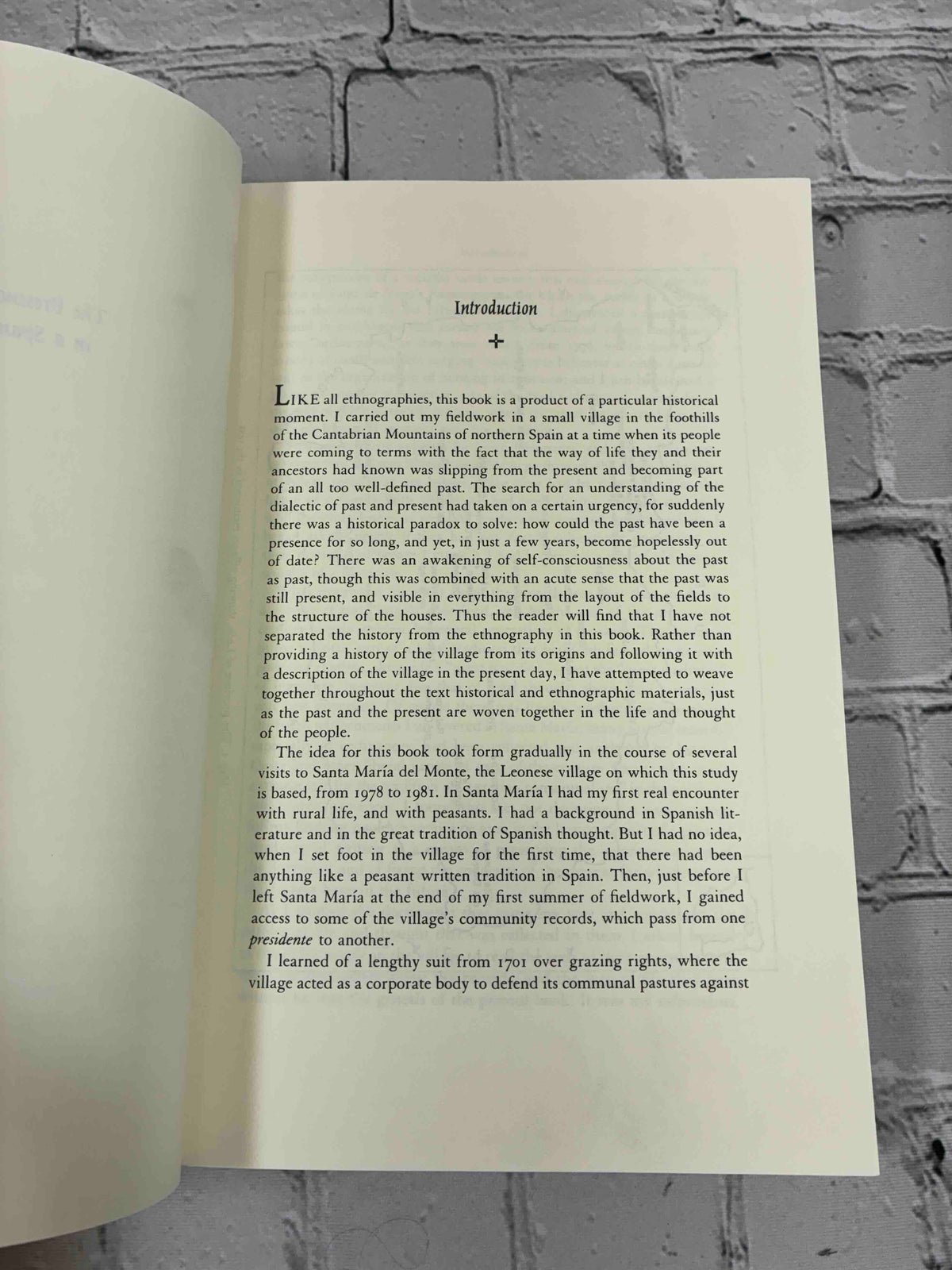 The Presence of the Past in a Spanish Village by Ruth Behar, Princeton University Press Paperback - introduction first page