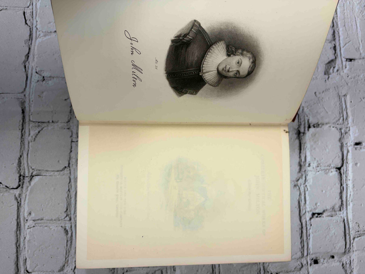 Complete Poetical Works of John Milton, 1899 Houghton Mifflin hardcover - frontispiece portrait of Milton