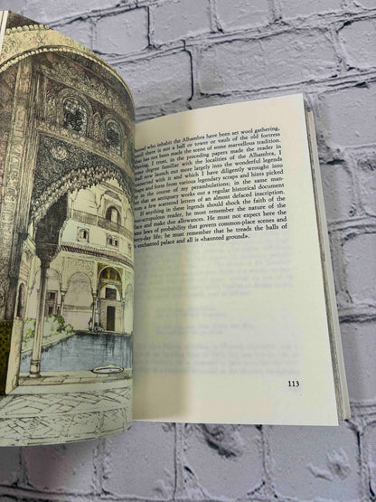 Tales of the Alhambra by Washington Irving, 1994 Ediciones Miguel Sanchez Paperback - illustration of an Alhambra courtyard and text page