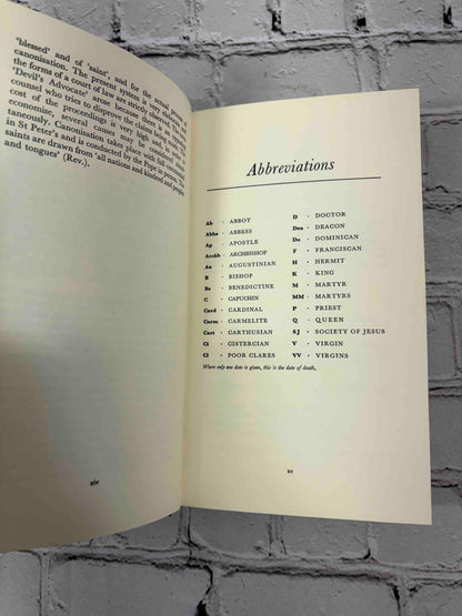 A Traveller's Guide to Saints in Europe by Mary Sharp, 1964 Hugh Evelyn hardcover - pages xiv-xv abbreviations