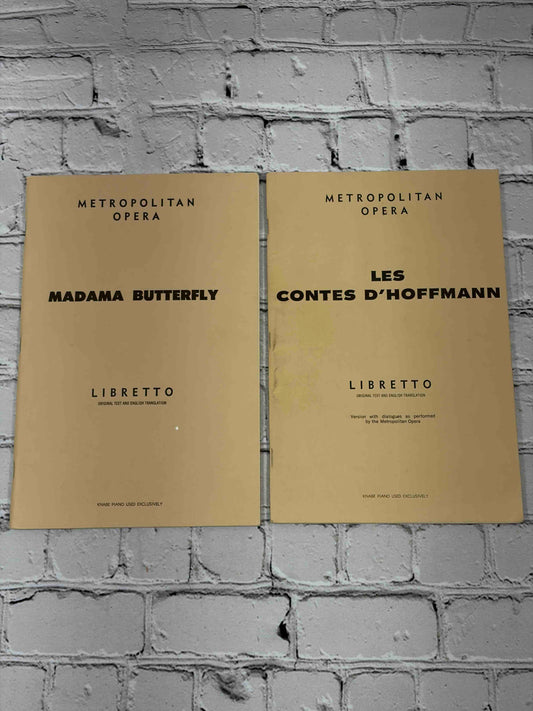 Metropolitan Opera Libretto Lot of 2 (Madama Butterfly and Les Contes d'Hoffmann), 1954-1973 wrappers - front covers of both librettos