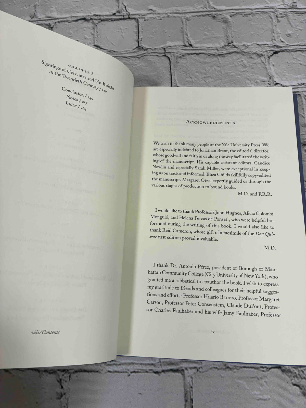 Fighting Windmills: Encounters with Don Quixote by Manuel Duran and Fay R. Rogg, 2006 Yale University Press Hardcover - contents continued and acknowledgments