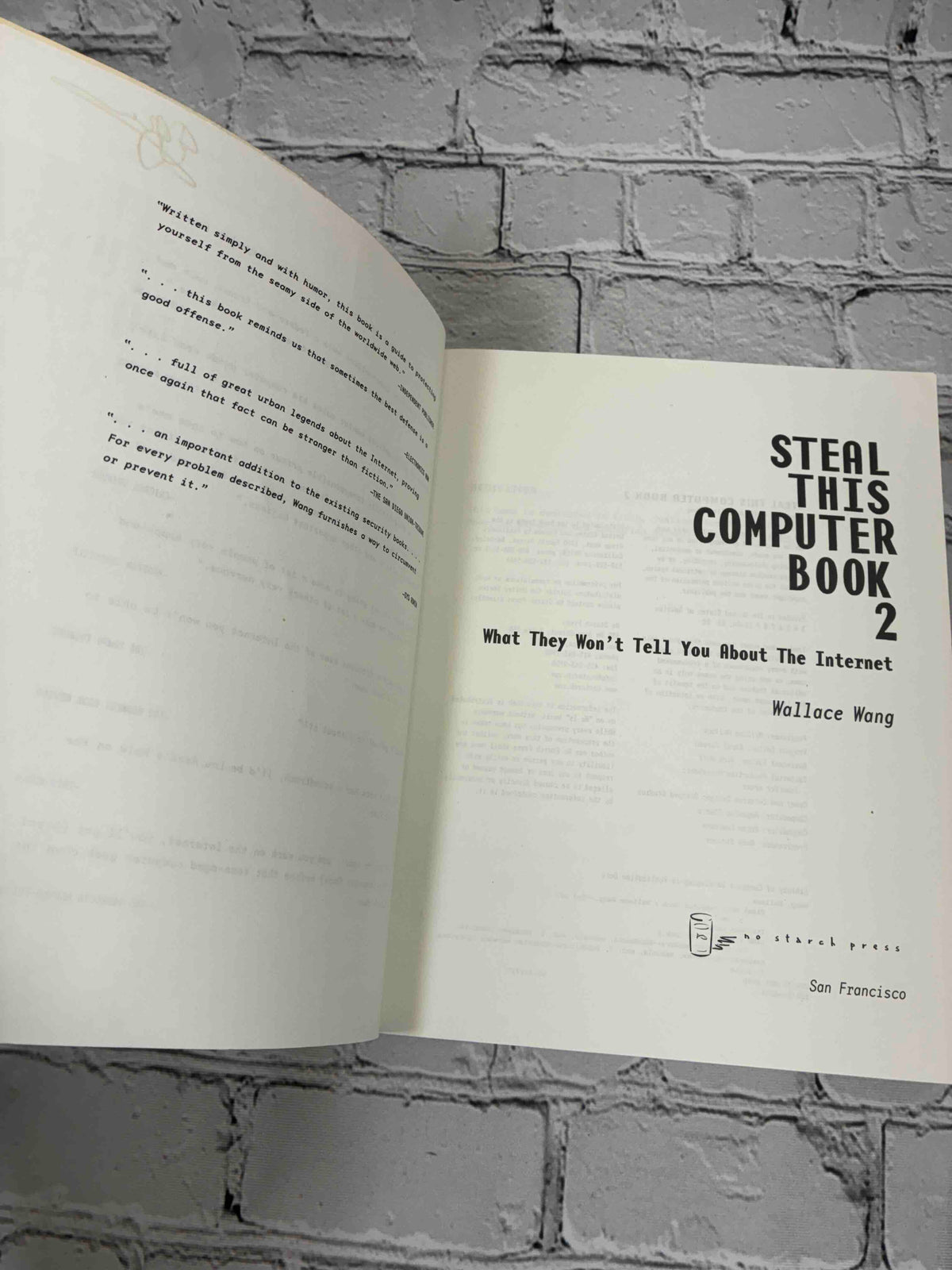 Steal This Computer Book 2 by Wallace Wang, 2002 No Starch Press Trade Paperback - title page