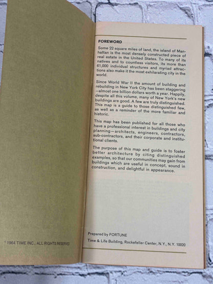 New York's New Architecture by Fortune, 1964 Time Inc. Pamphlet - inside front cover and foreword with copyright