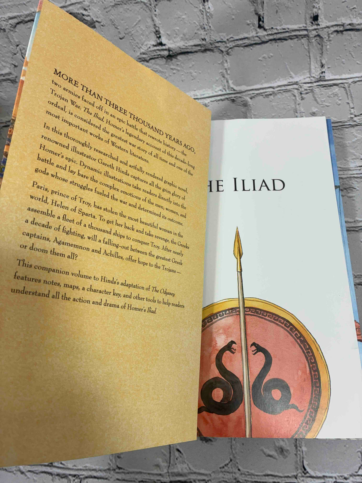 The Iliad by Gareth Hinds, 2019 Candlewick Press Trade Paperback - front flap and half title
