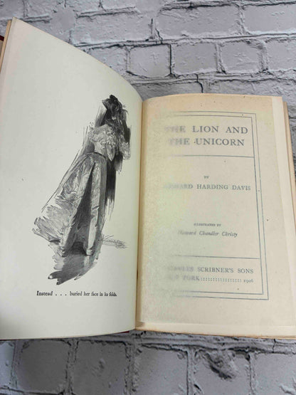 The Lion and the Unicorn by Richard Harding Davis, 1906 Scribner's hardcover - frontispiece and title page