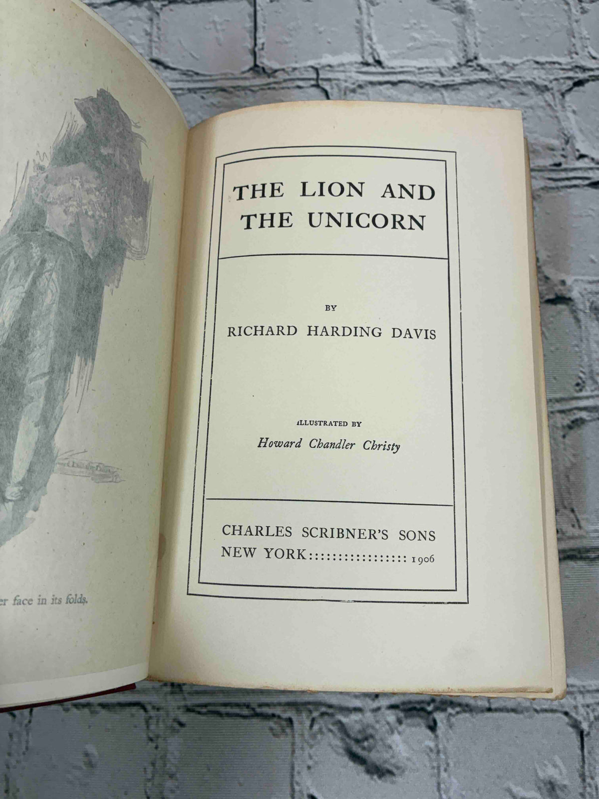 The Lion and the Unicorn by Richard Harding Davis, 1906 Scribner's hardcover - title page