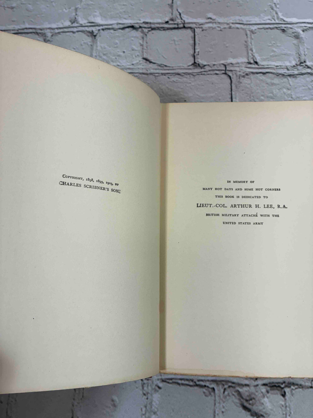 The Lion and the Unicorn by Richard Harding Davis, 1906 Scribner's hardcover - copyright and dedication pages