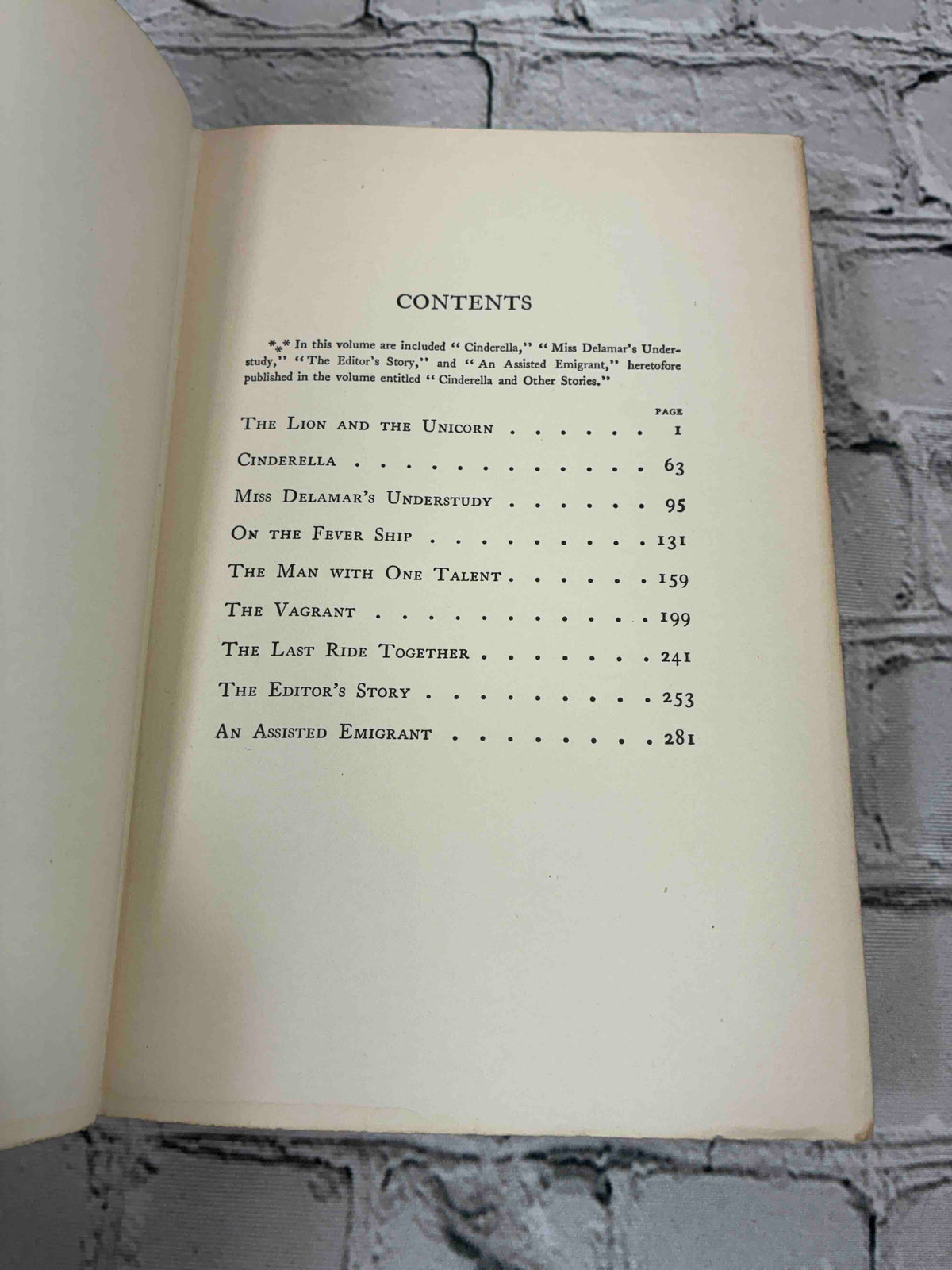 The Lion and the Unicorn by Richard Harding Davis, 1906 Scribner's hardcover - contents page