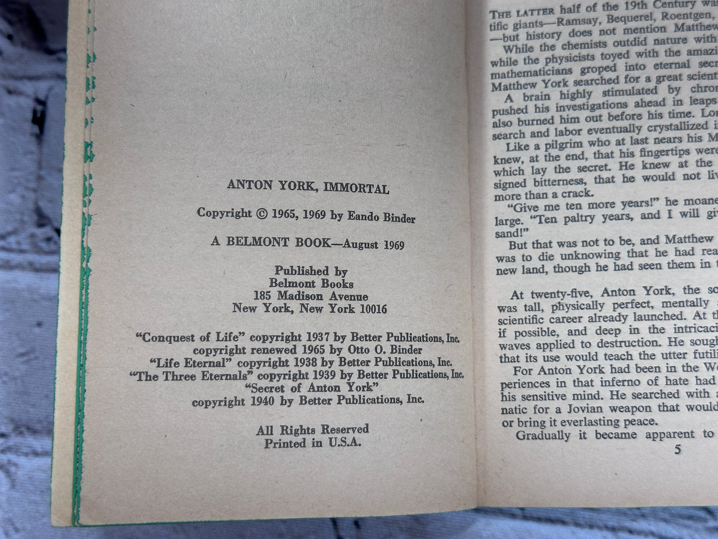 Anton York, Immortal by Eando Binder [1969]