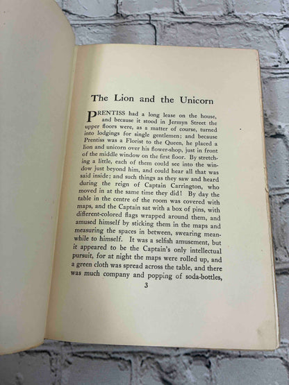 The Lion and the Unicorn by Richard Harding Davis, 1906 Scribner's hardcover - first page of text