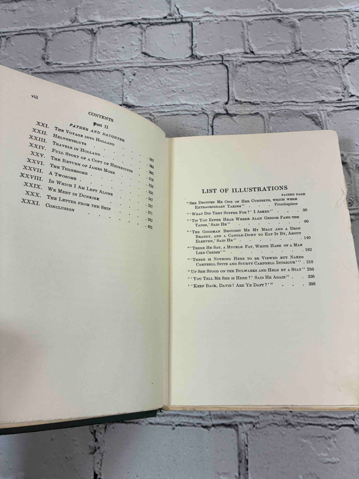 David Balfour by Robert Louis Stevenson, 1906 Scribner's hardcover - contents and list of illustrations