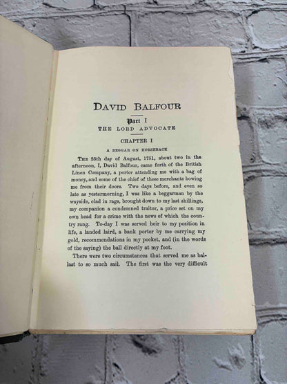 David Balfour by Robert Louis Stevenson, 1906 Scribner's hardcover - first chapter page