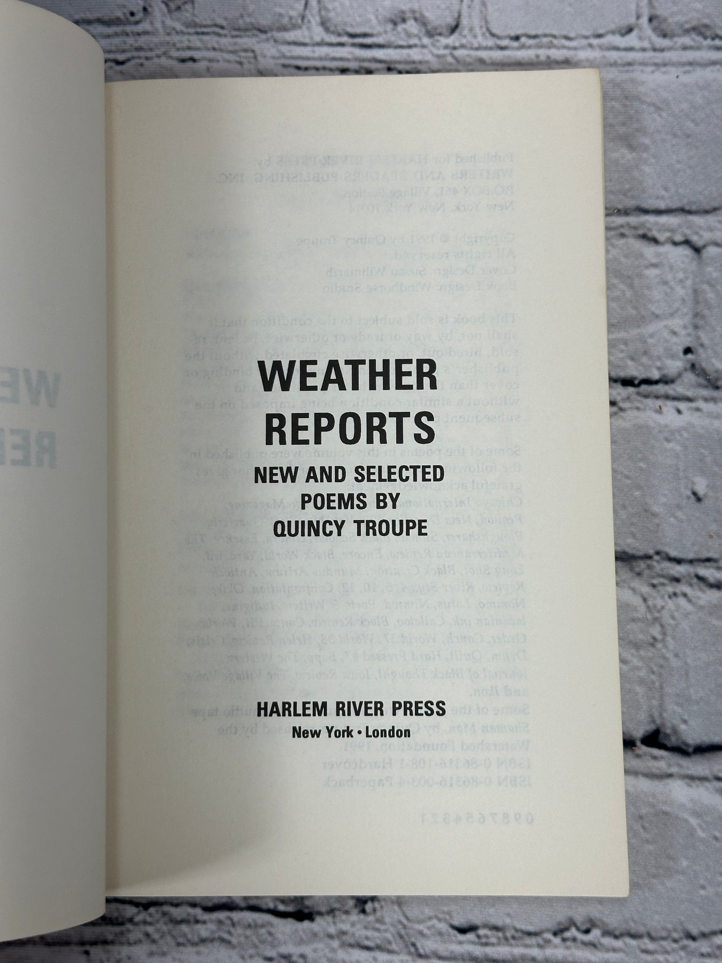 Weather Reports : New and Selected Poems by Quincy Troupe [1991]