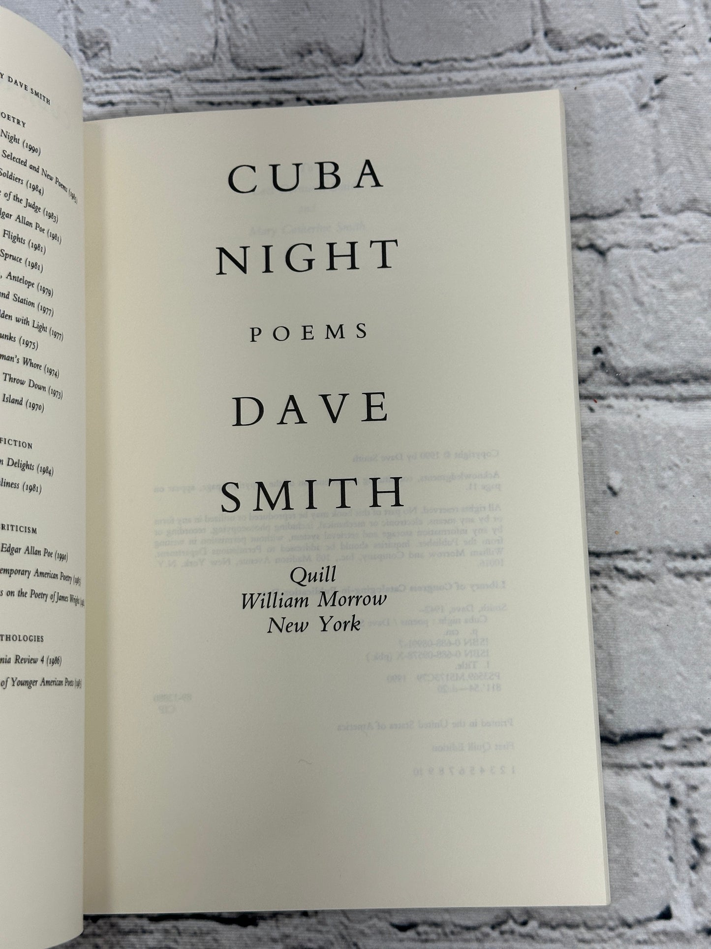 Cuba Night: Poems by Dave Smith [1990]